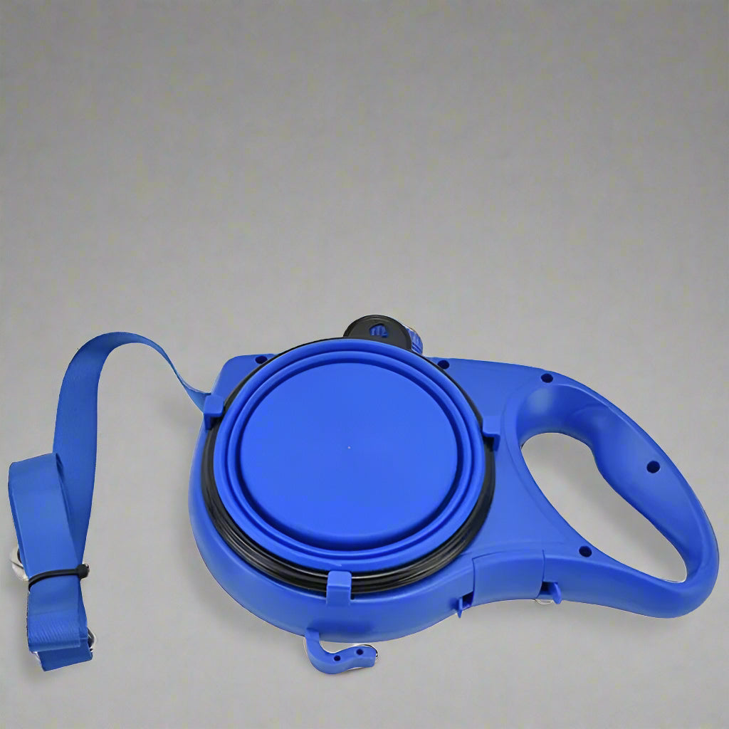 3-in-1 Dog Leash with Water Bottle, Bowl & Poop Bag Holder – Portable Walking Accessory