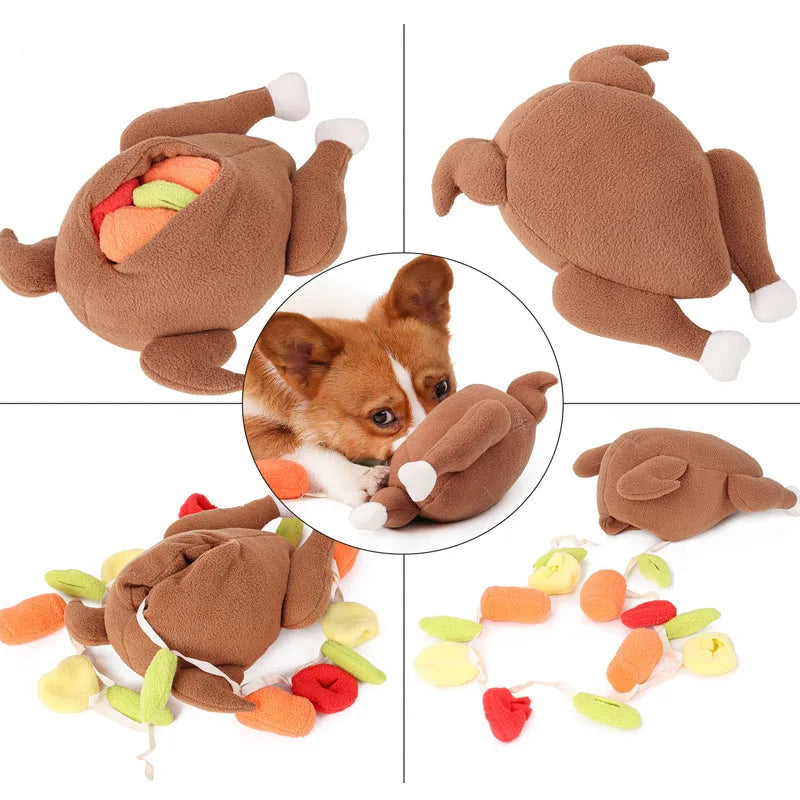 Interactive Snuffle Turkey Toy for Dogs – Puzzle, Treat & Chew Play