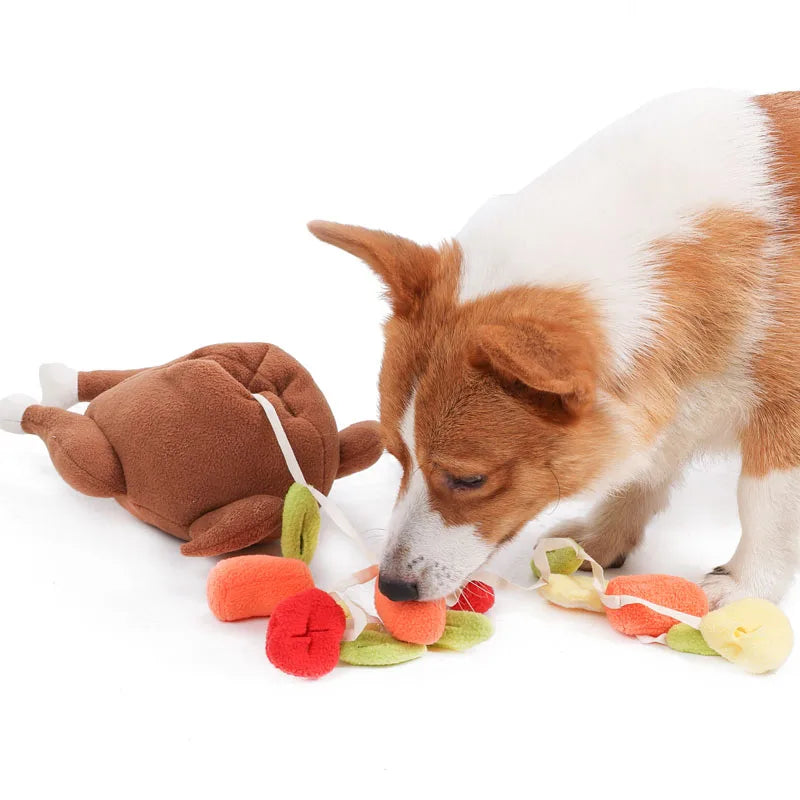 Interactive Snuffle Turkey Toy for Dogs – Puzzle, Treat & Chew Play
