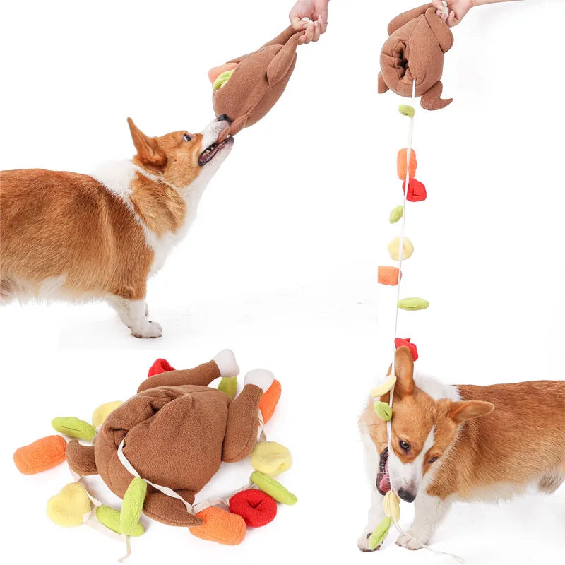 Interactive Snuffle Turkey Toy for Dogs – Puzzle, Treat & Chew Play