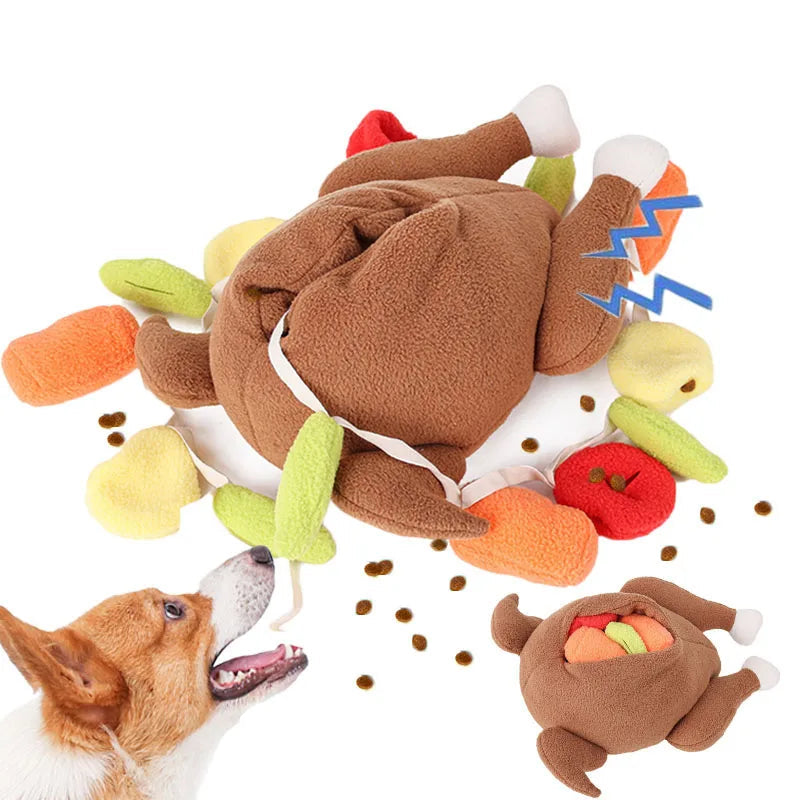 Interactive Snuffle Turkey Toy for Dogs – Puzzle, Treat & Chew Play