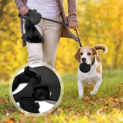 3-in-1 Dog Leash with Water Bottle, Bowl & Poop Bag Holder – Portable Walking Accessory